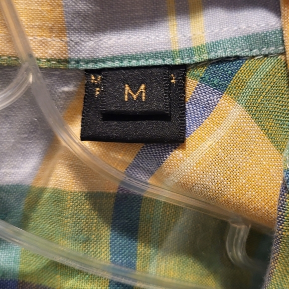 Bugatchi Uomo 100% Linen, Plaid, Short-Sleeve Button Men’s Shirt Size Medium - Picture 2 of 5